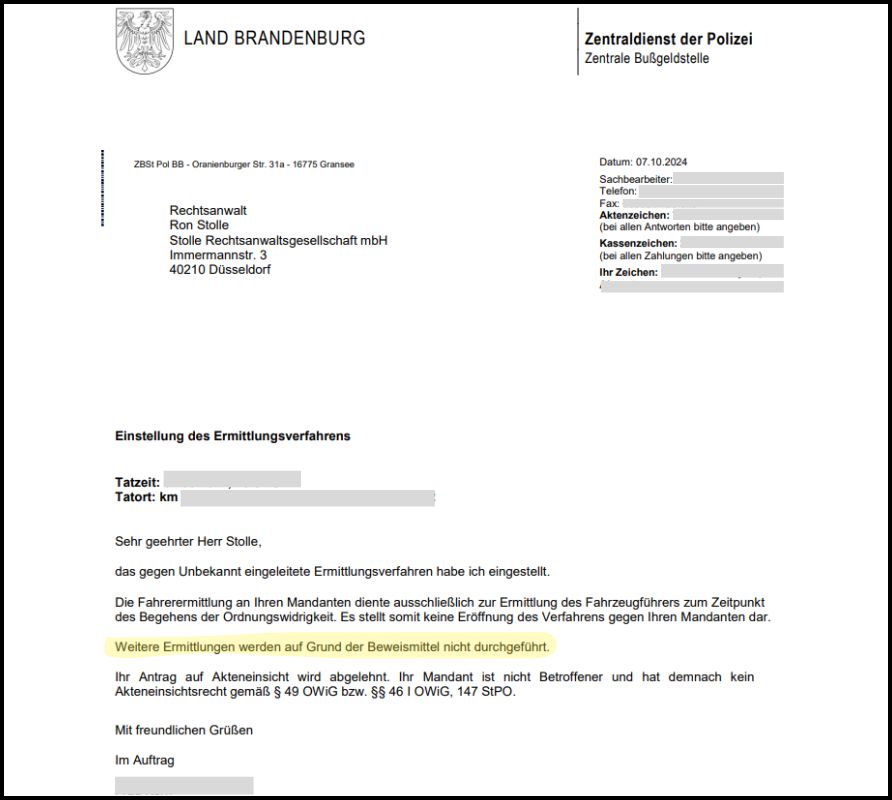 Verfahren wurde eingestellt